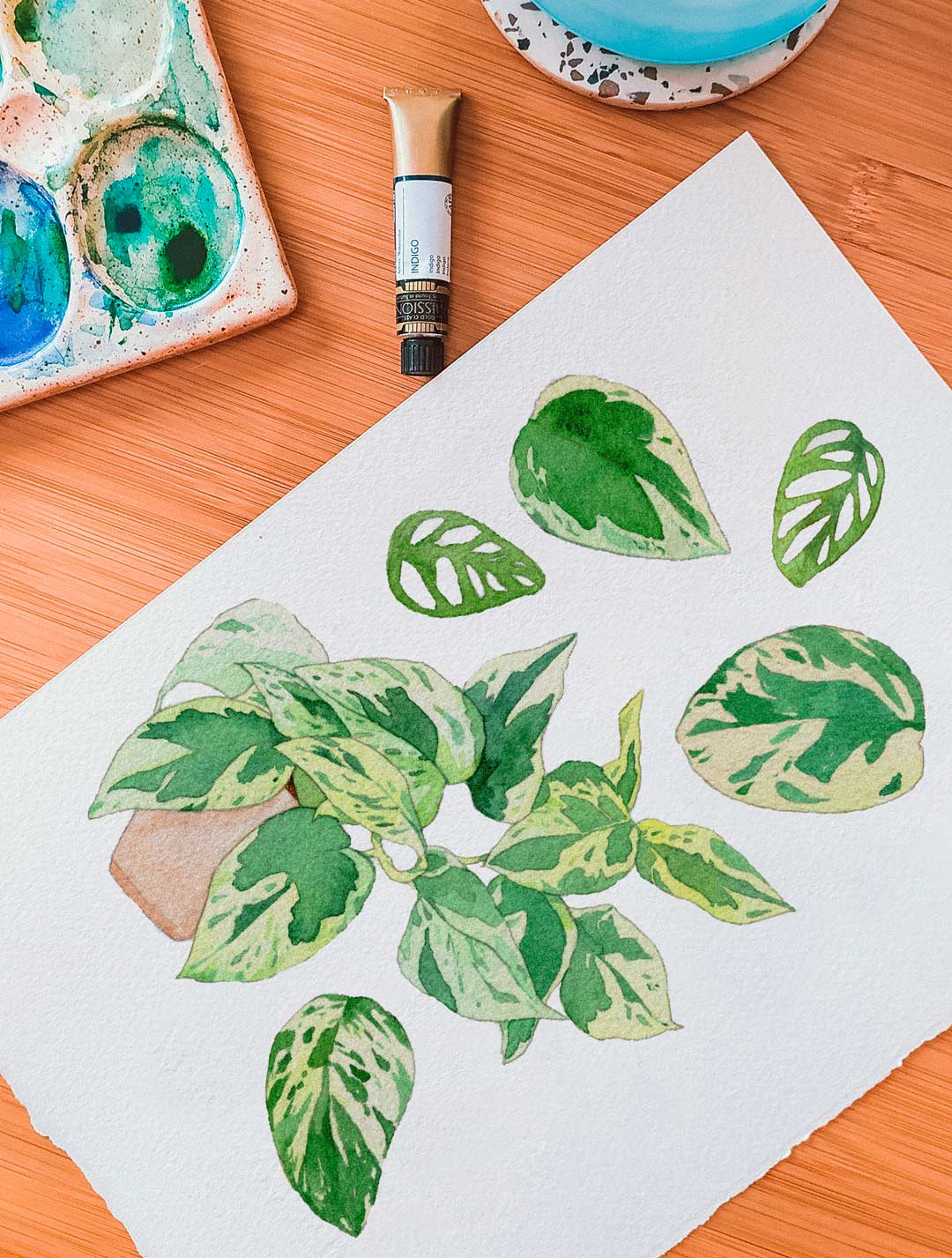 pothos watercolor Pothos Botanical Print🌿 – Alba Moreno Shop